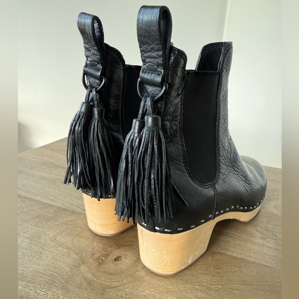 LOEFFLER RANDALL BLACK LEATHER CLOG BOOT - sz. 6 - Picture 2 of 7
